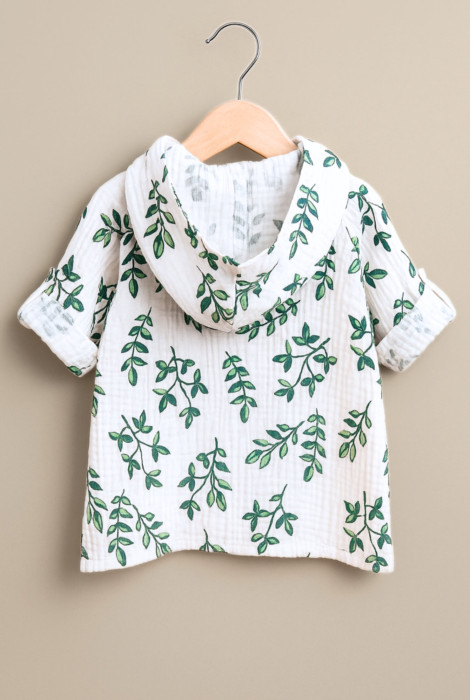 Муслінова туніка, Листочки евкаліпту на білому Муслінова туніка, Листочки евкаліпту на білому