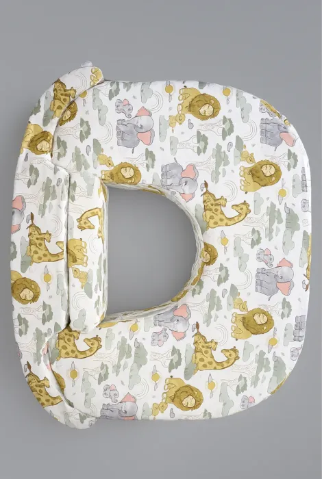 Сменный чехол на ортопедическую подушку для кормления двойни, Сафари на белом фоне Сменный чехол на ортопедическую подушку для кормления двойни, Сафари на белом фоне