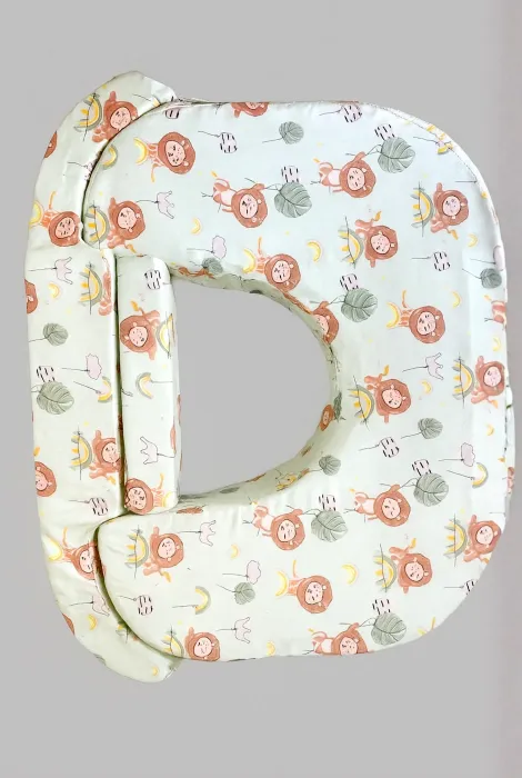 Сменный чехол на ортопедическую подушку для кормления двойни, Львы на мятном фоне Сменный чехол на ортопедическую подушку для кормления двойни, Львы на мятном фоне