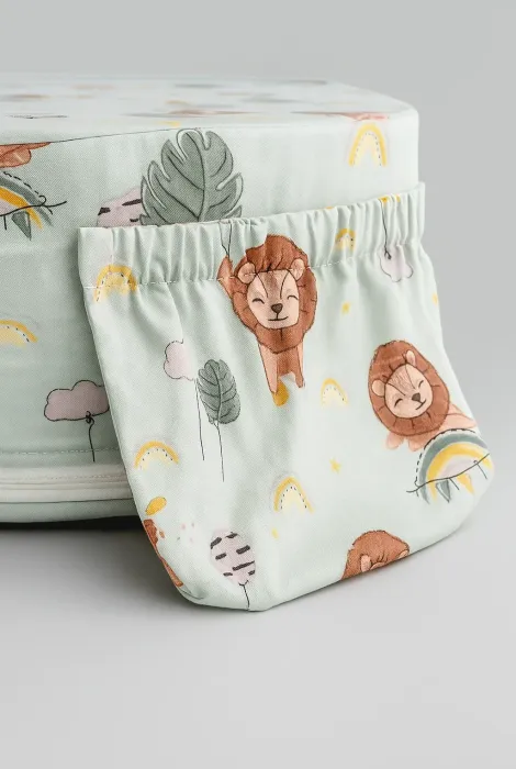 Сменный чехол на ортопедическую подушку для кормления двойни, Львы на мятном фоне Сменный чехол на ортопедическую подушку для кормления двойни, Львы на мятном фоне
