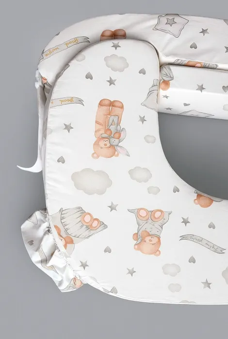 Сменный чехол на ортопедическую подушку для кормления двойни, Мишки на белом фоне Сменный чехол на ортопедическую подушку для кормления двойни, Мишки на белом фоне