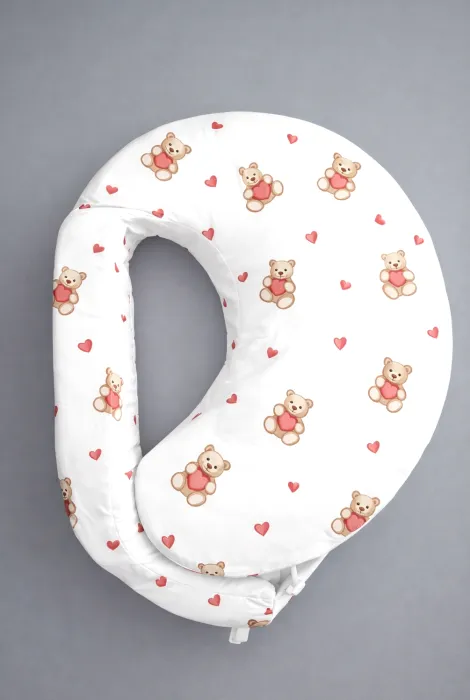 Змінний чохол для подушки Feeding pillow, ведмедики з сердечками