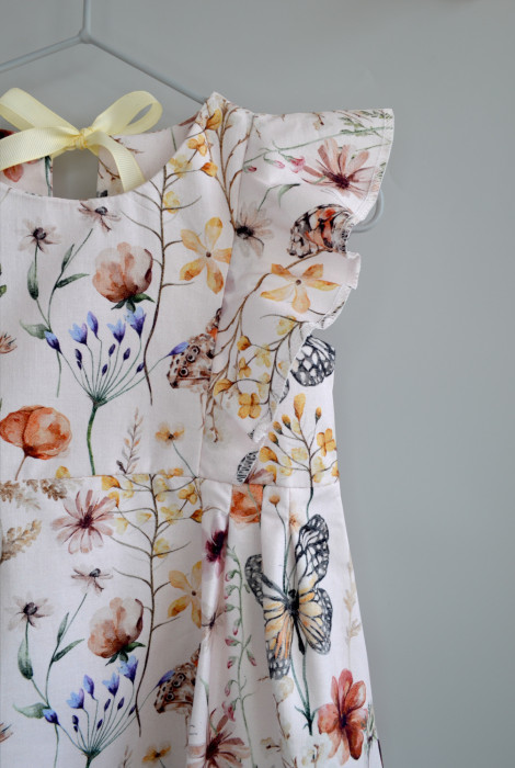 Хлопковое платье для девочки Степь, с крылышками