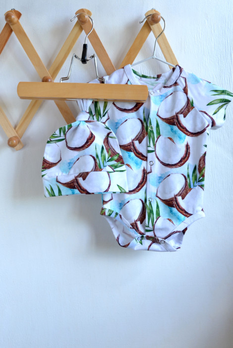 Боді з коротким рукавом Scandinavia, Кокосики на білому