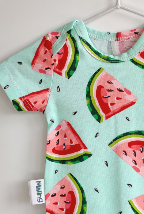 Боди с коротким рукавом Арбузики, мятный Боди с коротким рукавом Арбузики, мятный